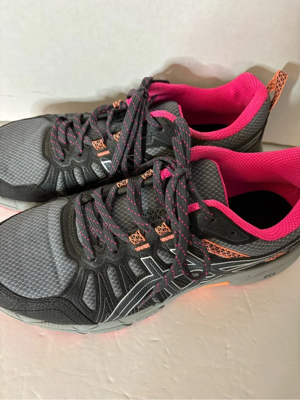 Asics Gray and Hot Pink Women's Athletic Running Shoes